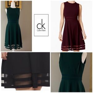 Calvin Klein 6 Green Sleeveless Fit + Flare Dress